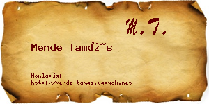 Mende Tamás névjegykártya